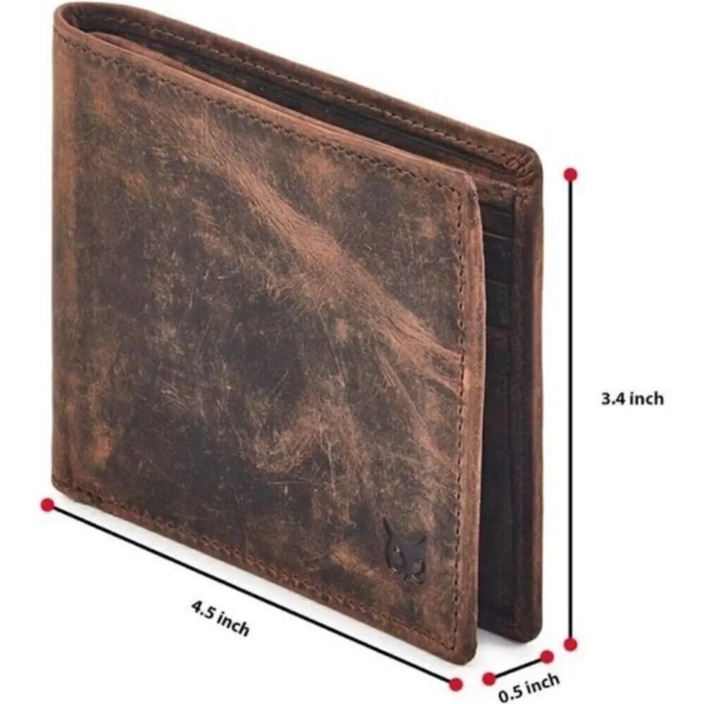 Real Leather Mens Bifold Wallet RFID Blocking Slim Minimalist Pocket Thin ID NEW